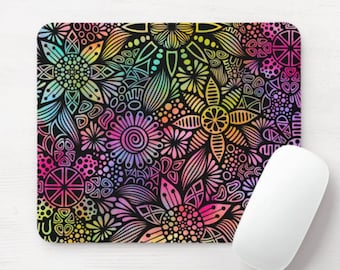 Rainbow Flowers Mouse Pad