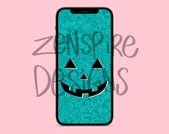 Teal Pumpkin Phone Wallpaper