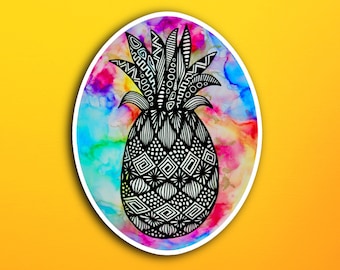 Alcohol Ink Pineapple Sticker (WATERPROOF)