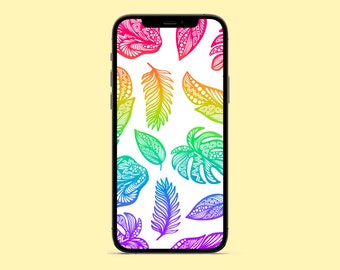 Rainbow Leaves Phone Wallpaper