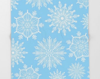 Blue Snowflake Throw Blanket