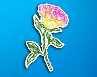 Sunset Rose June Birth Flower Sticker (WATERPROOF)