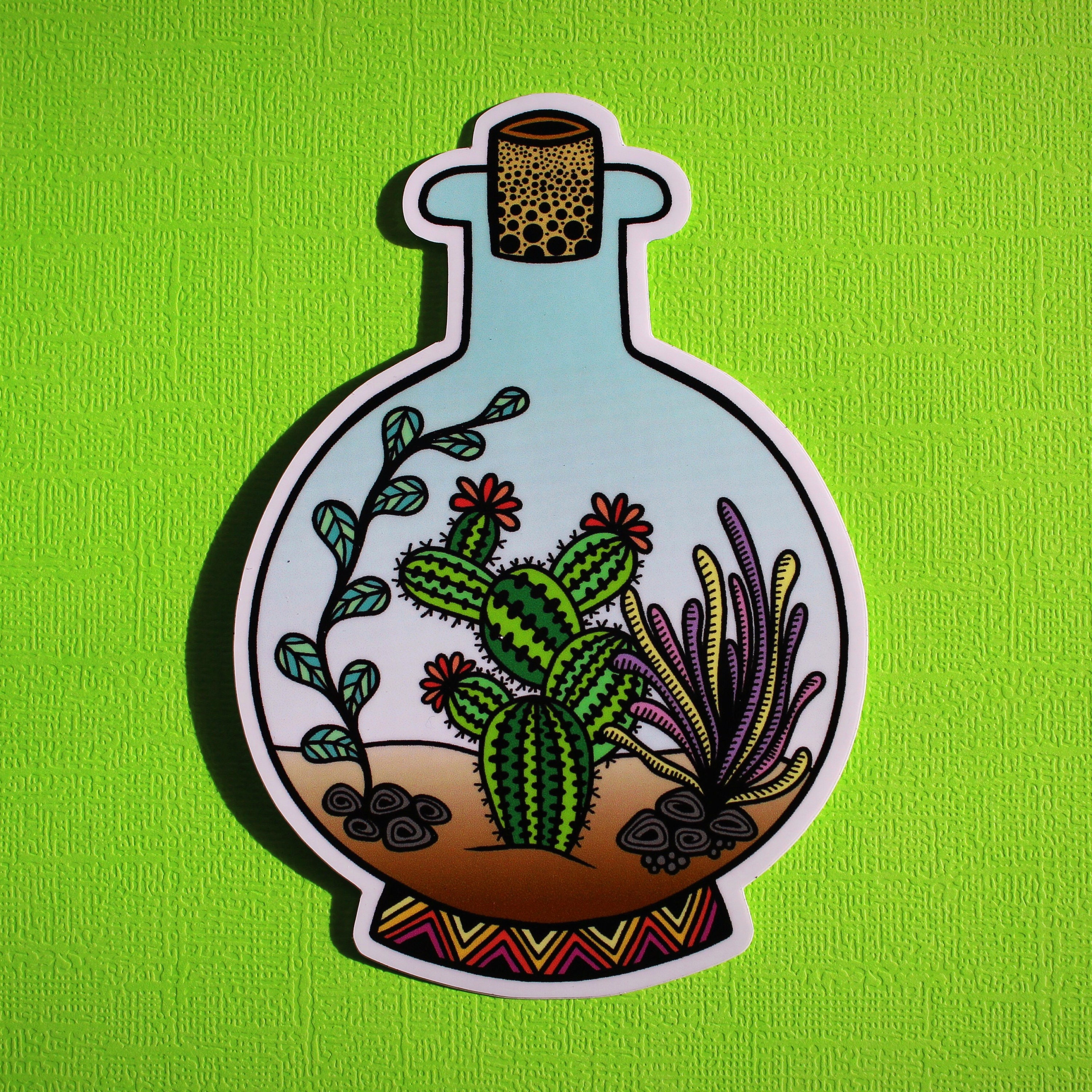 Cactus in a bottle Sticker (WATERPROOF)