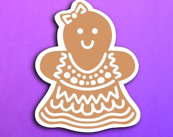 Gingerbread Girl Cookie Sticker (WATERPROOF)