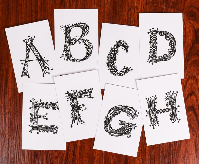 zentangle alphabet etsy