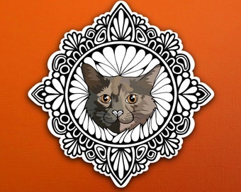 Floral the Cat Sticker (WATERPROOF)