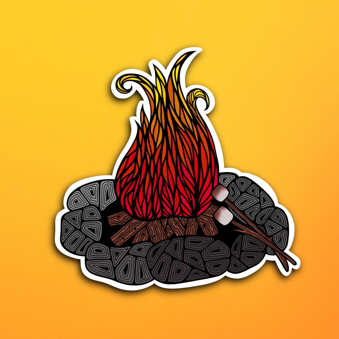 Camp Fire Sticker WATERPROOF Etsy
