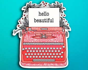 Red Typewriter Sticker (WATERPROOF)