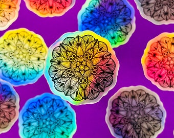 Mini Holo Mandala Sticker (WATERPROOF)