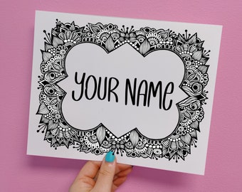 Your Name Print with boarder (20 colors, 3 sizes)