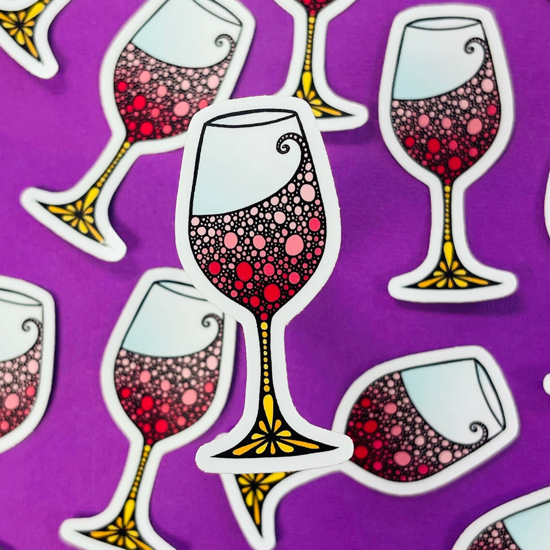 Mini Wine Glass Sticker WATERPROOF Etsy