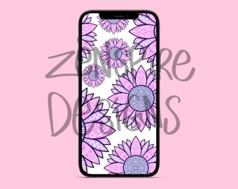Purple Sunflower Phone Wallpaper