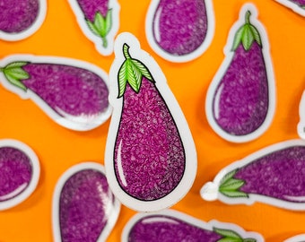 Mini Eggplant Sticker (WATERPROOF)