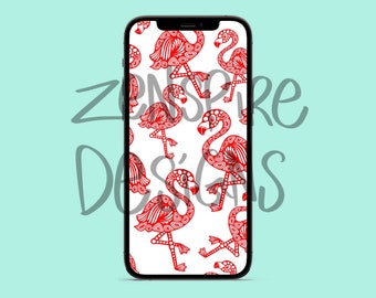 Red  Flamingos Phone Wallpaper