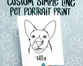 Custom Simple Line Pet Portrait Print
