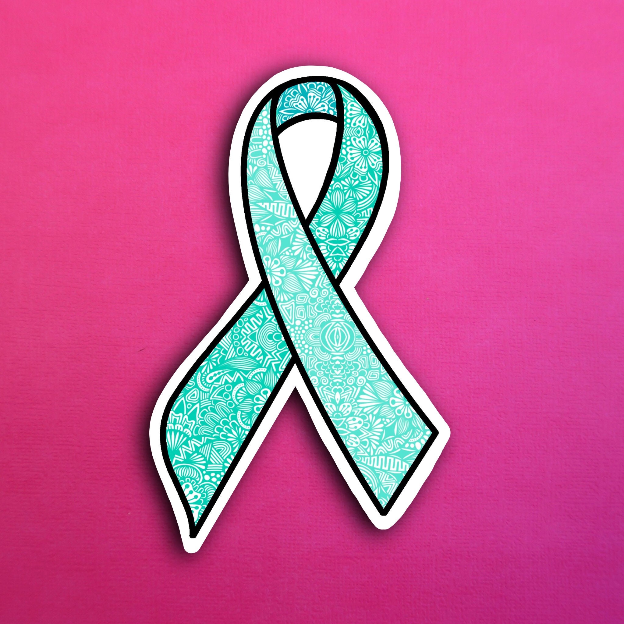 Teal Ribbon Sticker (WATERPROOF)