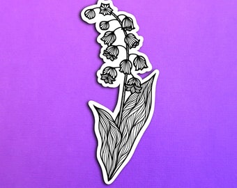 BW Lily of the Valley May Birth Flower Sticker (WATERPROOF)