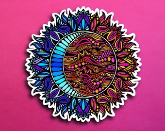 Floral Sun and Moon Sticker (WATERPROOF)