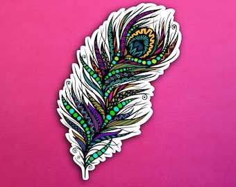 Peacock Feather Sticker (WATERPROOF)