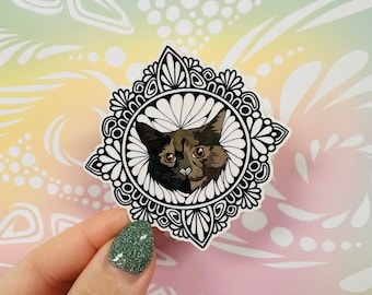 Misprinted Floral the Cat Sticker (WATERPROOF)