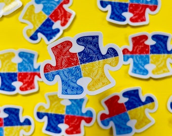 Mini Autism Puzzle Piece Sticker (WATERPROOF)
