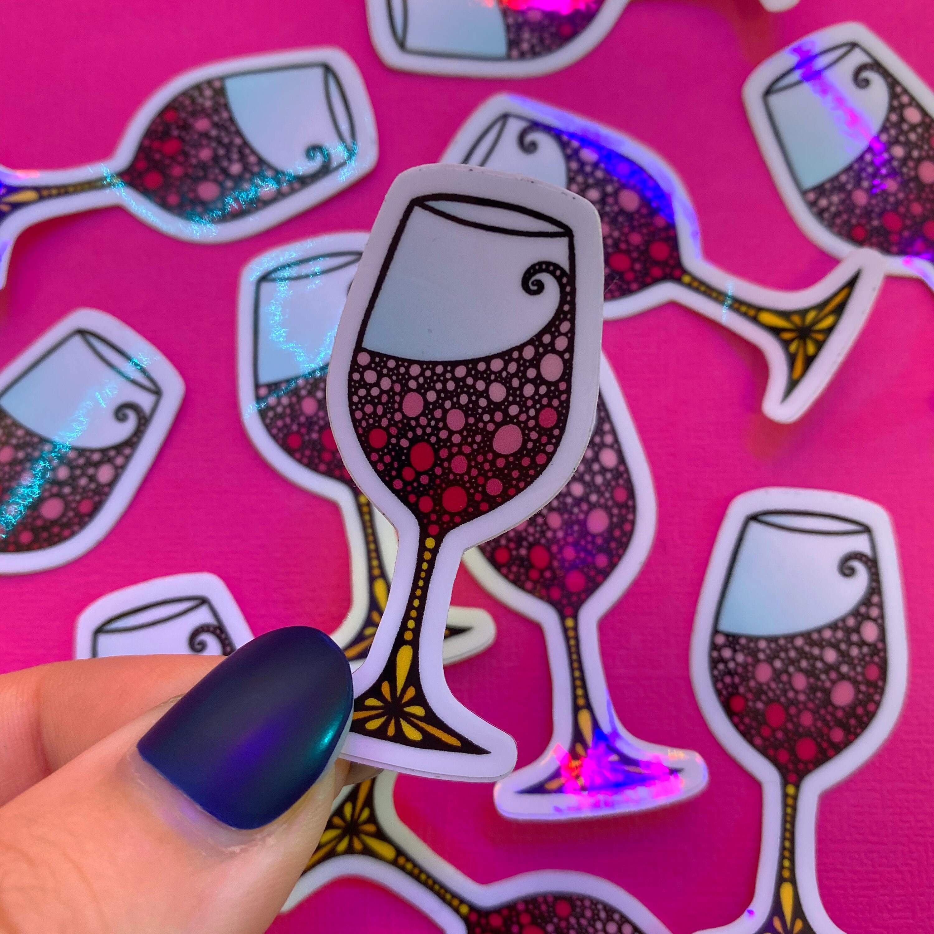 Mini Wine Glass Sticker (WATERPROOF)