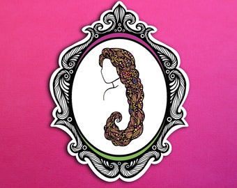 Long Hair Don't Care Sticker (WATERPROOF) Princess