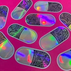 Mini Holo Pill Sticker WATERPROOF image 1