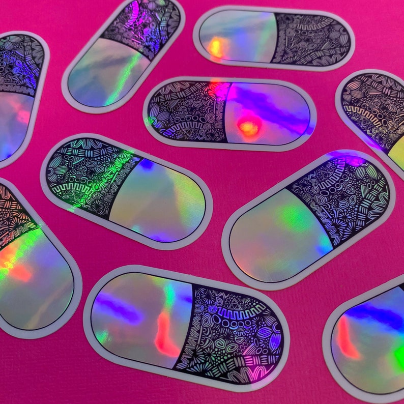 Mini Holo Pill Sticker WATERPROOF image 1