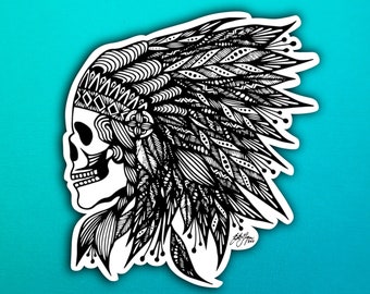 Feather Skull Sticker (WATERPROOF)