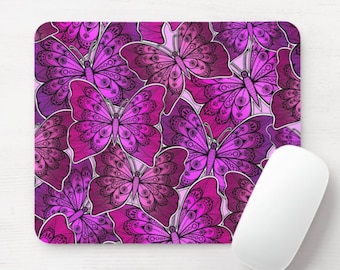 Pink Butterfly Mouse Pad