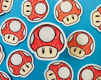 Mini Mario Mushroom Sticker (WATERPROOF)