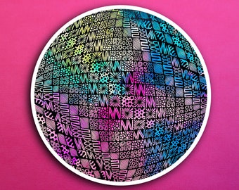 Alcohol Ink Rainbow Disco Ball Sticker (WATERPROOF)