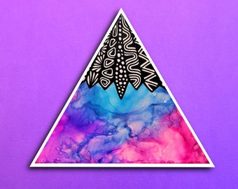 Alcohol Ink Magenta Mountain Sticker (WATERPROOF)