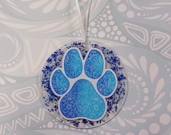 Blue Paw acrylic ornament!