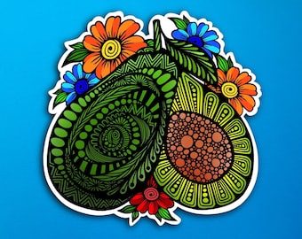 Floral Avocado Sticker (WATERPROOF)