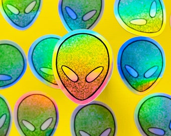 Mini Holo Alien Sticker (WATERPROOF)