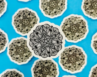 Mini BW Mandala Sticker (WATERPROOF)