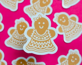 Mini Gingerbread Girl Cookie Sticker (WATERPROOF)