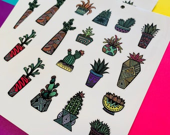 Mini Colored Succulent Sticker Sheet (WATERPROOF) (WATERPROOF)