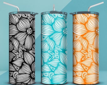 Flower Pattern Tumbler (16 designs to choose from) 20oz