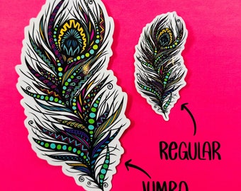 JUMBO Peacock Feather Sticker (WATERPROOF)