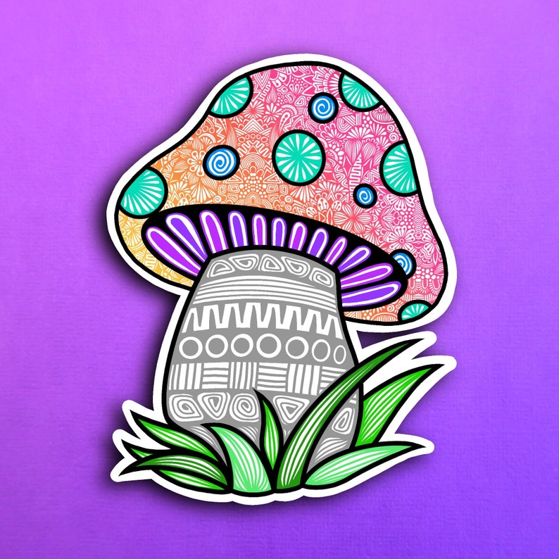 Mushroom Sticker WATERPROOF Etsy