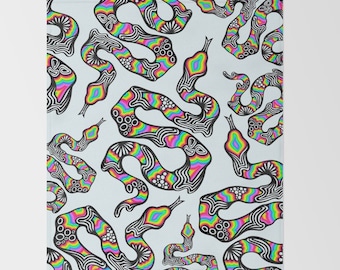 Trippy Snake White Background Throw Blanket