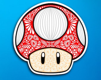 Mario Mushroom Sticker (WATERPROOF)