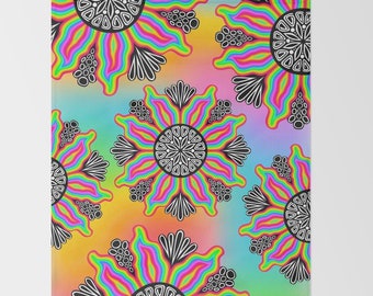 Trippy Flower Rainbow Background Throw Blanket