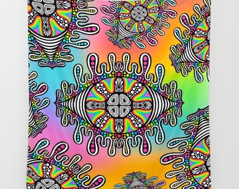 Trippy Eye Rainbow Background Tapestry