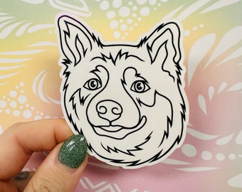 Misprinted Cash the Dog Simple Line Sticker (WATERPROOF)