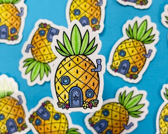 Mini Pineapple House Sticker (WATERPROOF)