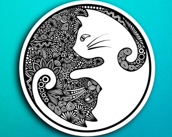 Yin Yang Cat Sticker (WATERPROOF)